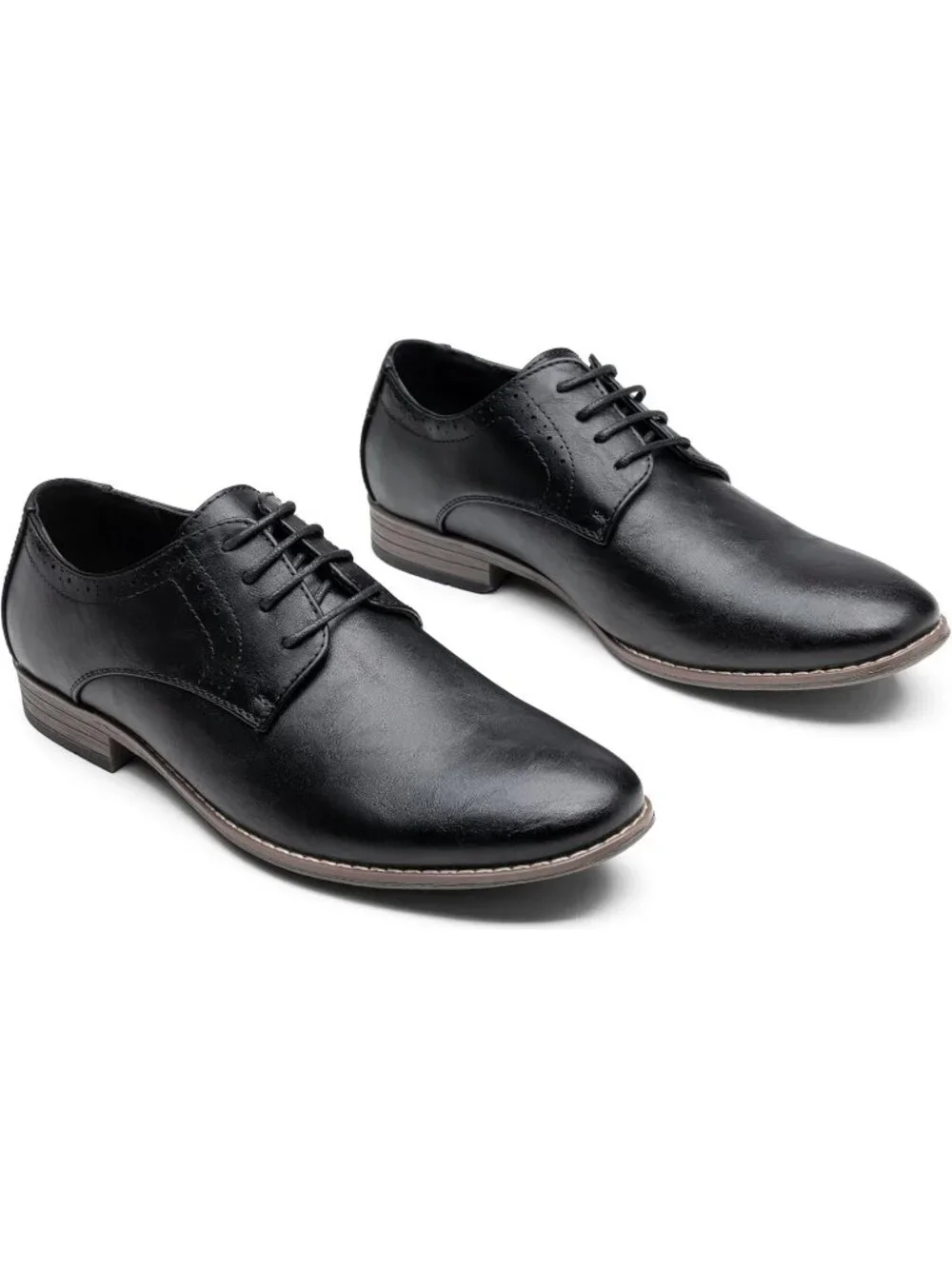 Men's Black Leather Formal Non Slip Wedding Oxford Derby Dress Shoes